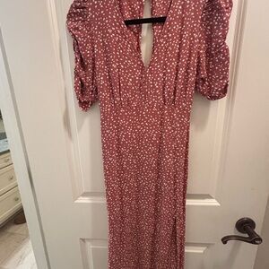 Abercrombie & Fitch Rose Polka Dot Maxi Dress